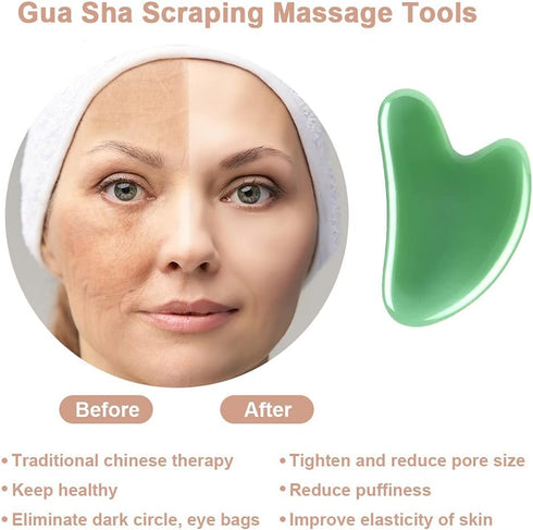 Gua Sha Massager Tool, 2 Pcs Natural Jade Stone Guasha Board, Gua Sha Scrapping Massager Stones for Physical Therapy and SPA Acupuncture Therapy, ...