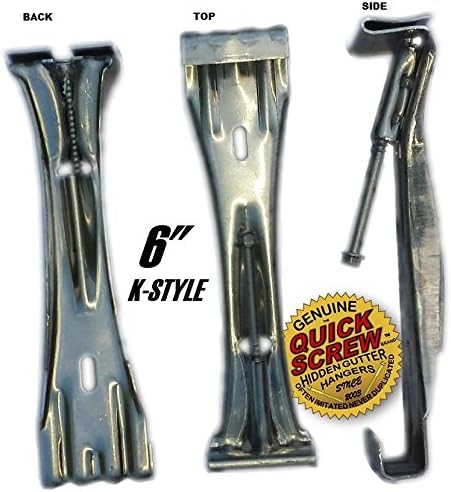 Quick Screw 6" inch Aluminum Hidden Rain Gutter Bracket Hook Clip Style Hangers with pre Inserted 3" Long ¼" hex Head self Drilling Screw (10 Per ...