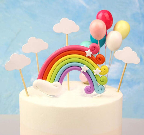 Rainbow Cake Topper Cupcake Pick Wedding Birthday Party Favor Dessert Rainbow Design Cake Pick...