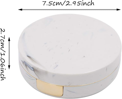 Honbay Fashion Marble Contact Lens Case Portable Contact Lens Box Kit with Mirror (Round) (Gold)...