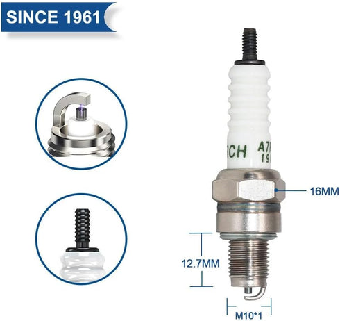 TORCH A7RC Spark Plug Replace for NGK CR7HSA Spark Plug, for BOSCH UR3AS Spark Plug, for CHAMPION P-RZ7HC PRZ9HC Spark Plug, for DENSO IUF22 U22FS...