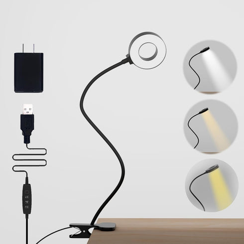 KBG Desk Lamp Clip on Light, 3 Color Modes & 10 Brightness Flexible Gooseneck Desk Lamp, Eye Protection Desk Light for Kids Reading Book in Bed at...