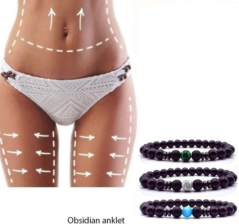 CSIYANJRY99 2Pcs Black Obsidian Anklet for Men Women,Adjustable Obsidian Beads Bracelet Anklet Jewelry(A)...
