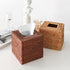 Rattan Tissue Box Cover Natural Woven Facial Napkin Holder Square (Honey Brown, 5.5x5.5x5.9 Inch)...