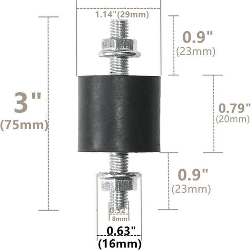 4pcs 29 x 20mm Rubber Mounts Rubber Vibration Isolator Mounts Shock Absorber with M8 x 20mm Studs Vibration Isolators...