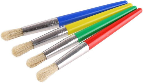 VEYLIN 4 Pcs Spill Proof Paint Cups and 4 Color Hog Bristle Paint Brushes with Handles for Kids...