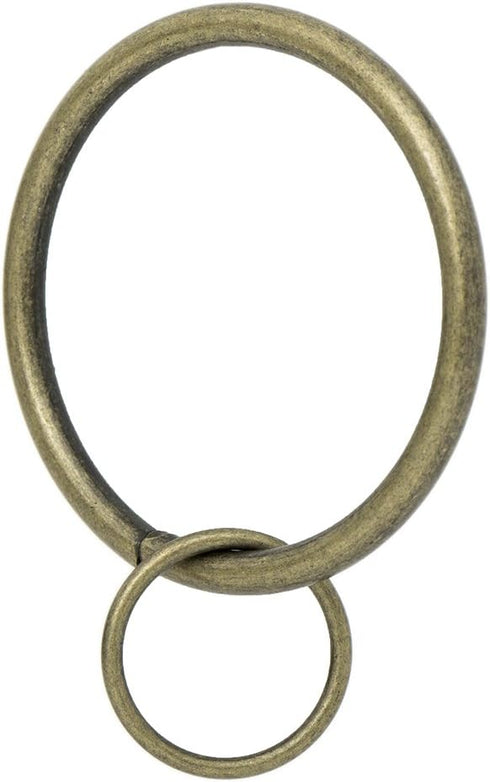 Ivilon Drapery Eyelet Curtain Rings - 2" Ring Loop for Hook Pins, Set of 14 - Antique Brass...
