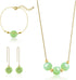 3 PCS Jade Jewelry Set for Women, Green Jade Beads Pendant Necklace, Green Donuts Drop Earrings, Ring Charm Bracelet, Gift for Mom, Wife, Sister...