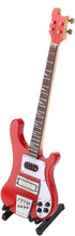 Red Miniature Bass Guitar Wood Replica Model Ornament with Adjustable Stand Mini Art Projects Christmas Gift...