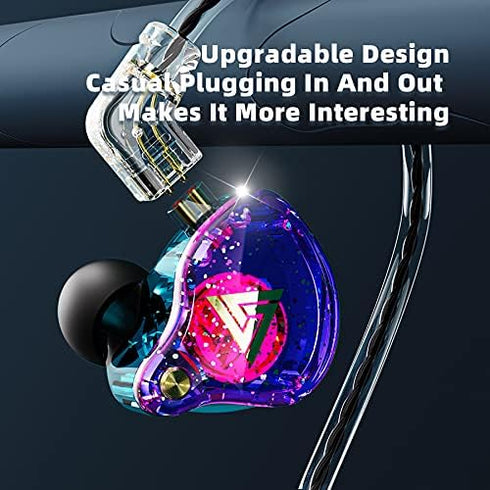 QKZ AK6 PRO Wired Earphone, 11mm Strong Magnetic Dynamic Headphone, Sports Running Earbuds, in Ear DJ Music Headset with Microphone (Colorful)...