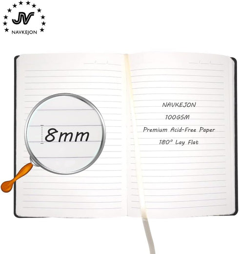 Linen Hardcover Journal Notebook, Gilding Aphorism Diary No Bleed 8mm Ruled Pages bookmarks, Inner Pocket, Tag Stickers, A5 5.8'' x 8.5''...