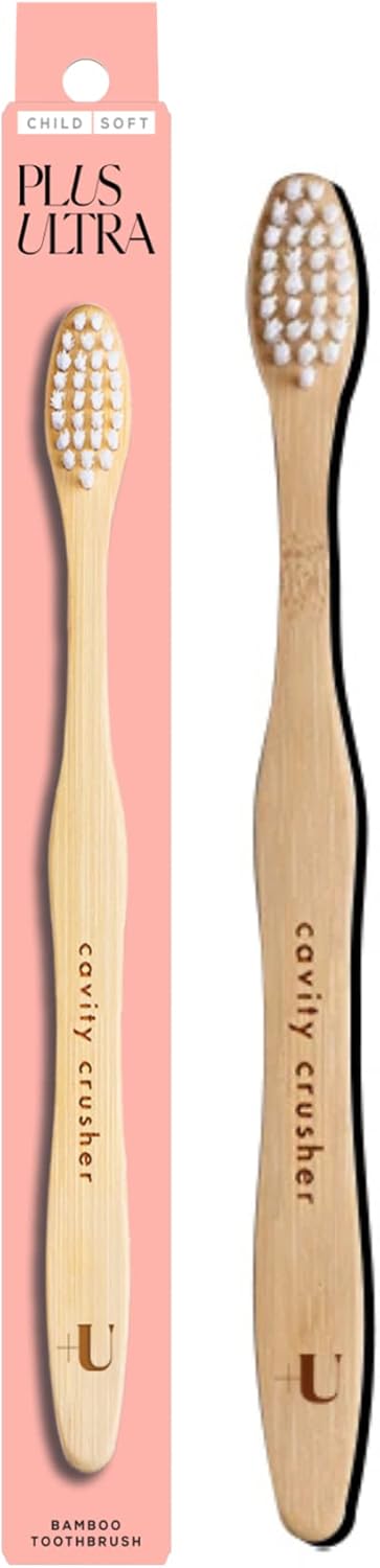 Plus Ultra Kids Bamboo Toothbrush - Biodegradable, Eco-Friendly & BPA Free Soft Bristle Toothbrush for Kids - Dentist-Approved All-Natural Toothbr...