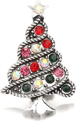Snap Jewelry Necklace Charms with 6pcs Christmas Tree Shape Snap Button Pendant for Women 18mm Button Jewelry...