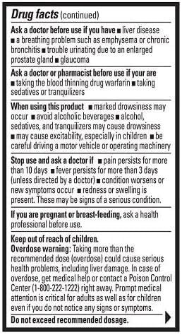 Percogesic Aspirin Free Pain Relief Tablets, Extra Strength, Acetaminophen and Diphenhydramine, 40 ct (Pack of 1)...