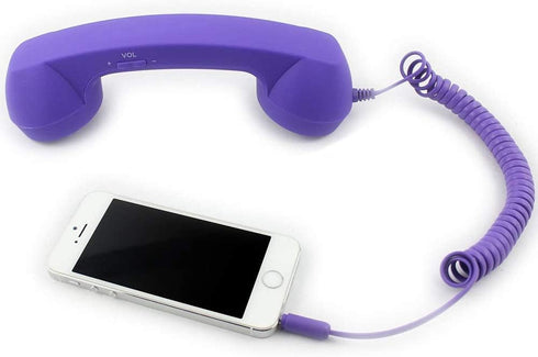 Retro 3.5mm Telephone Handset Cell Phone Receiver Mic Microphone Speaker for iPhone iPad Mobile Phones Cellphone Smartphone (Purple)...