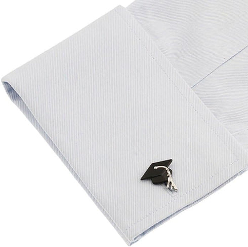 Graduation Cap Mortarboard Mortar board Hat Pair Cufflinks in a Presentation Gift Box & Polishing Cloth...