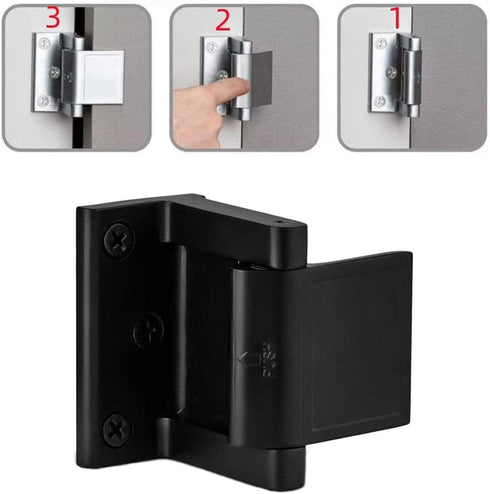 Home Security Door Lock, Child Proof Door Reinforcement Lock,for Inward Swinging Door, Privacy Door Latch Defend Home and Hotels(1Pack,Black)...