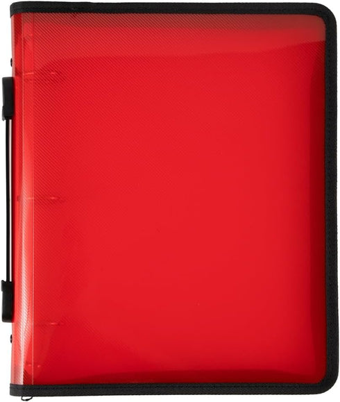 JAM PAPER Plastic Zipper 1.5 inch Binder - Red 3 Ring Binder - Sold Individually...