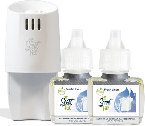 Scent Fill Fresh Linen Plug in Air Freshener, Scented Oil Refills, 2 Refills + Diffuser...