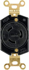 EATON L620R Hard Cw Ground Lock Single Electrical Receptacle, 250 Vac, 20 A, 2 Pole, 3 Wire, Black and White...