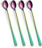 IQCWOOD Long Handle Iced Tea Spoons, Coffee Stirrers, 9-Inch Coffee Spoons, Rainbow Stainless Steel Ice Tea Spoons Stirrers Spoons Ice Cream Spoon...