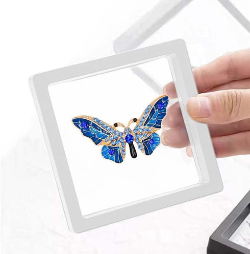 Crystal Butterfly Brooch | Enamel Lapel Pin for women | butterfly display case | Stunning Insect Ornament...