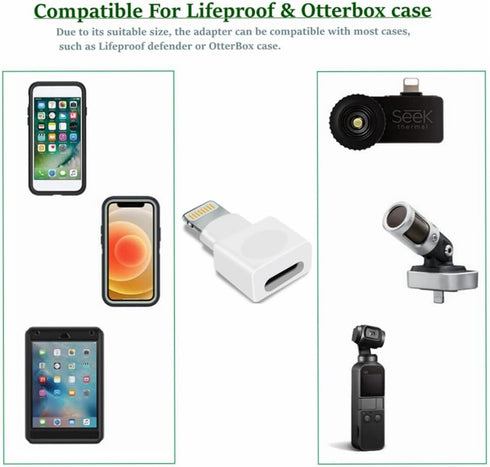 2-Pack Lightning Adapters for i-OS Phone and i-OS Tablet Pad Compatibility with Lifeproof and Otterbox Cases......
