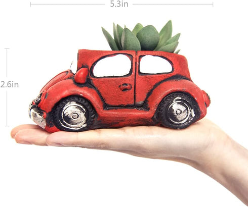 Cement Red Car Succulent Planter Flower Pots Succulent Plants Containers, Small Pot for Cactus Decor Planters for Indoor Plants...