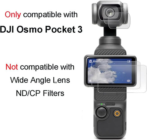 Lens Protector and Screen Protector for DJI Osmo Pocket 3 Accessories with Tempered Glass LCD Display Film 9H Hardness Anti-Scratch Anti-Bubble [2...