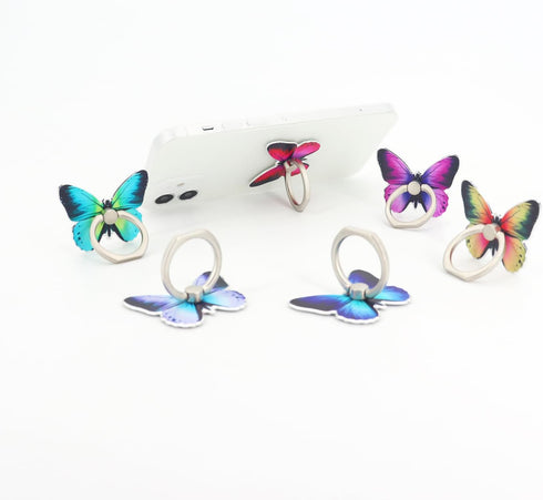 Butterfly Cell Phone Ring Holder Finger Ring Grip Stand 360° Rotation 180° Flip Universal Kickstand Compatible with All Smartphones (Purple)...