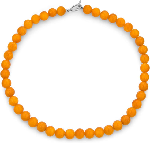 Simple Classic Hand Knotted Created Semi Precious Gemstone Round Ball 10MM Bead Strand Necklace Western Jewelry for Women Toggle Clasp 16 18 20 In...