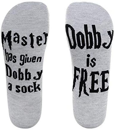 Dobby Socks, SweetGo Dobby Is Free Knitted Words Unisex Combed Cotton Novelty Funny Socks 1 Pack (Gray-1 Pair, One Size)...