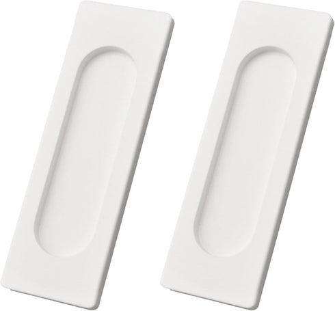 Self-Stick Rectangular Sliding Door Pulls, 2pcs Aluminum Alloy Hidden Recessed Pull Handle for Sliding Barn Door, Closet,Cabinet,Drawers (White, 1...