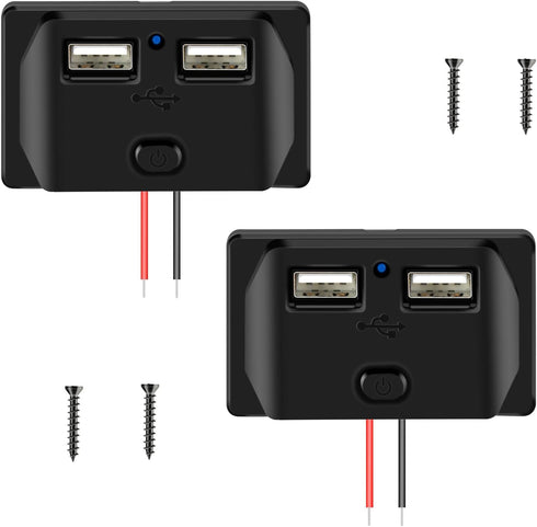 2Pcs 12V/24V RV USB Outlet with On/Off Switch,Quick Charger QC 3.0 Wall Mount USB Charging Station Automotive Car USB Socket Charger Power Adapter...