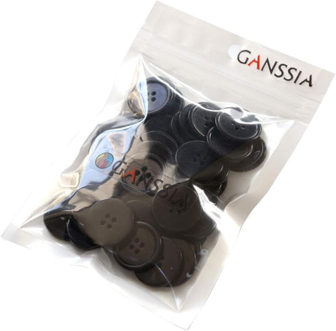 GANSSIA 1 Inch (25mm) Black Resin Buttons Sewing Flatback Button for Garment DIY Craft Decoration Pack of 50PCS...