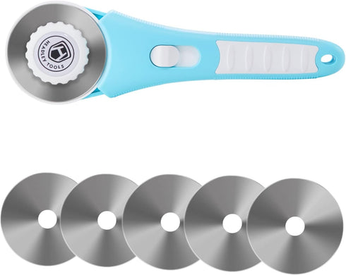 60mm Rotary Cutter with 5pcs Extra Blades, Bearing Design Rolling Cutter with Safety Lock for Fabric, Leather, Crafting, Sewing, Quilting, Fabric ...