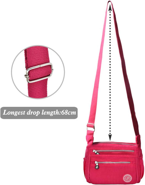 Casual Multi Pocket Nylon Messenger Bag Light Weight Canvas Crossbody Shoulder Waterproof Ladies Travel Handbag...