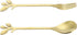 AnSaw Gold Swan Base Holder Set with 10 Pcs 4.7" Mini Leaf Teaspoons & Dessert Forks - Perfect for Appetizers,Salads,Cakes,Fruits,Cocktails,Tea,Es...