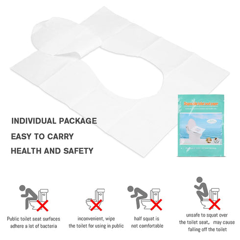 Toilet Seat Covers Disposable, 50-Count Flushable Paper Travel Toilet Seat Covers for Adults and Kids Potty Training, Great Biodegrable Accessorie...