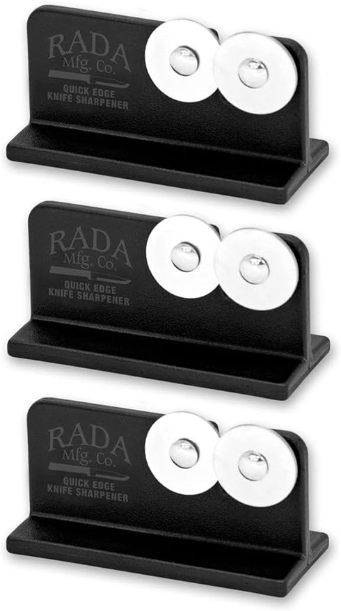 Rada Cutlery Quick Edge Knife Sharpener (R119), 3.5"x2", Stainless Steel Wheels, Made in USA, Pack of 3...
