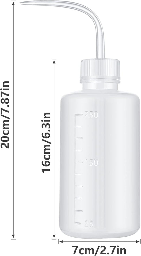 Wash Bottle 2pcs 250ml/8oz Safety Bottles Watering Tools, Economy Plastic Squeeze Washing Cleaning Bottle with Narrow Mouth Scale Labels for Medic...