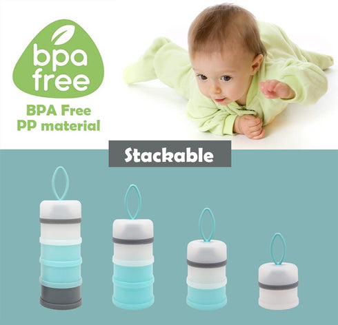 Baby Formula Dispenser Container, Portable Milk Powder Dispenser, Baby Feeding Travel Storage Container, Non-Spill Stackable Baby Snack Storage Co...