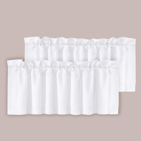 H.VERSAILTEX 2 Panels White Valance for Windows, Natural Blackout Curtains Valances for Small Windows/Living Room/Bedroom/Bathroom Rod Pocket 52" ...