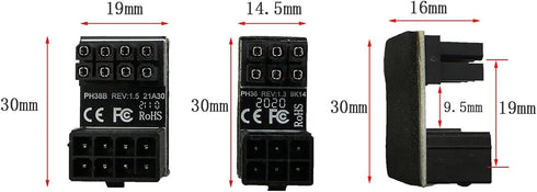 ZYAMY 4pcs PCIe 8 Pin 6 Pin U Turn 180 Degree Angle Connector Power Adapter Board for Desktop Graphics Card Black (Four Styles)...