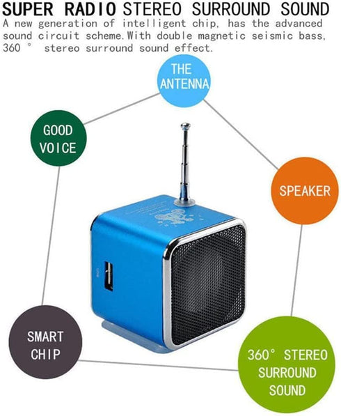 Mini Speaker Music Player Portable Light-Weight FM Radio Stereo PC Fashion Support Card and U Disk Plug Play Support FAT16 / FAT32 File System(Sil...