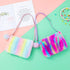 Women Girls Kids Fluffy Fuzzy Bag Plush Tie Dye Rainbow Crossbody Purse Wallet...