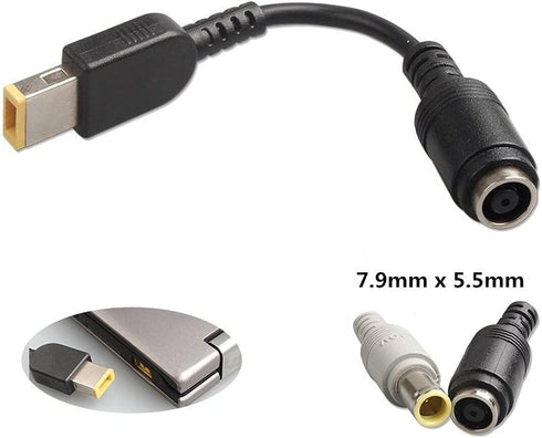 JMT DC 7.9 x 5.5mm Round Jack to Square USB Plug Converter Laptop Power Adapter Connector Cable Compatible for Lenovo ThinkPad IBM Charger (15cm,7...