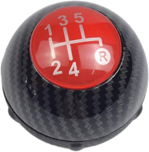 Hacreyatu 5 Speed Gear Shift Knob Sitck Head Leather Gloss Black Cap Replacement?Compatible with Fiat 500 500C 2007-2018 (5 Speed Carbon 1)...