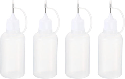 PATIKIL Needle Tip Glue Bottles 30mL 1 Oz, 4 Pack Plastic Applicator with Lid for Paper Quilling Gluing Art Craft DIY Projects, White...