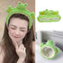 Cute Kawaii Spa Headband Green Frog headband for Women's Skincare, Makeup and Washing - Soft Microfiber Coral Fluffy Towel Headbands for Girls' Ha...